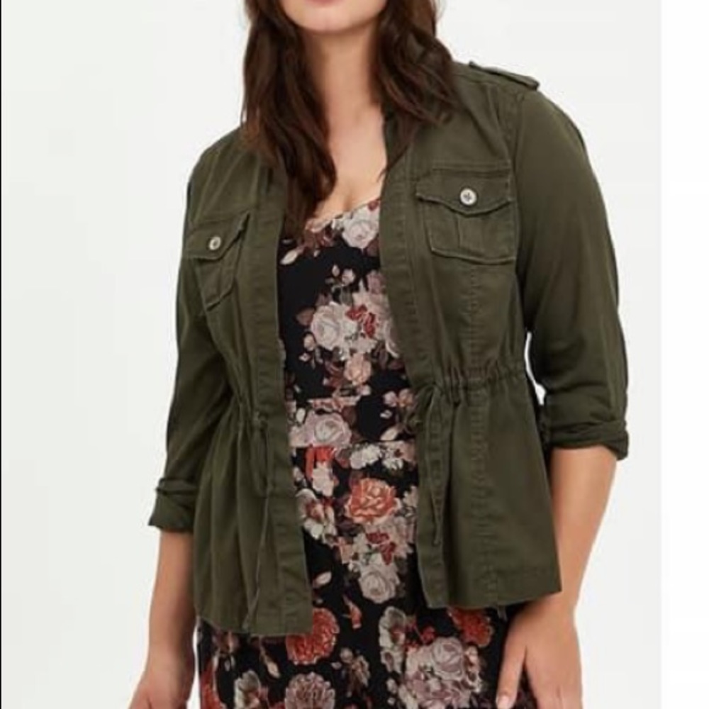 Torrid olive military jacket size 0